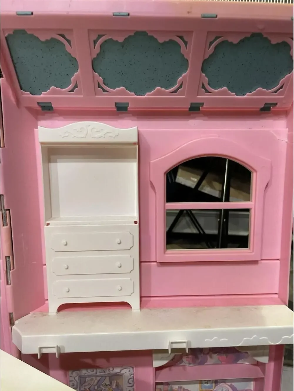 Vintage 1995 Barbie Victorian Dream House Pink Blue! Retro
